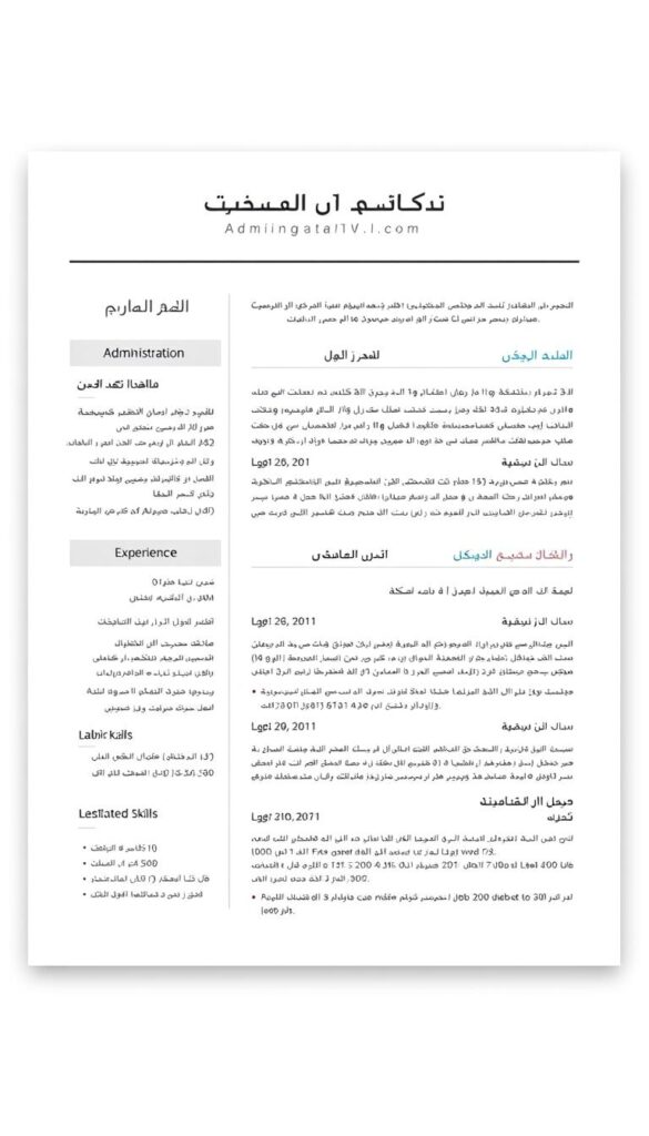 قالب سيرة ذاتية عربية احترافي للمجال الإداري