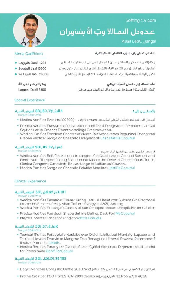 قالب سيرة ذاتية عربية للمجال الطبي
