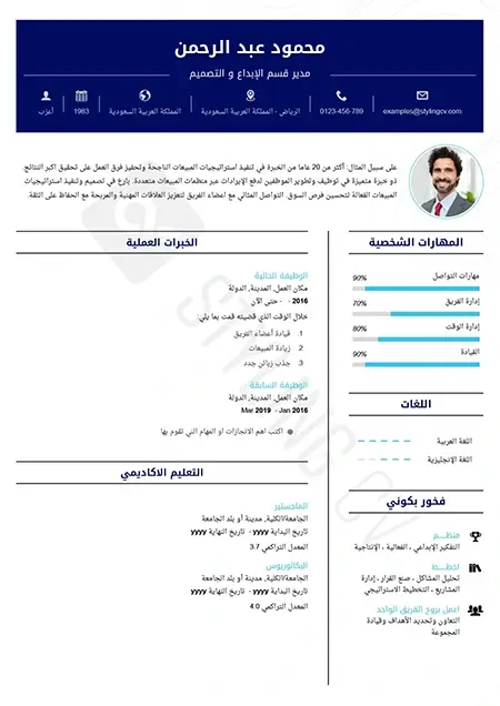 النموذج الفارغ قالب سيرة ذاتية