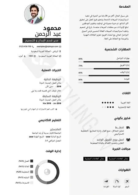 النموذج العملي قالب سيرة ذاتية