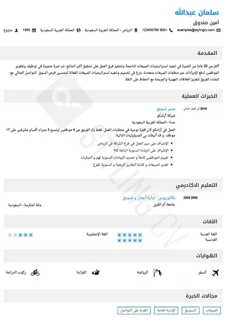 النموذج الثابت قالب سيرة ذاتية
