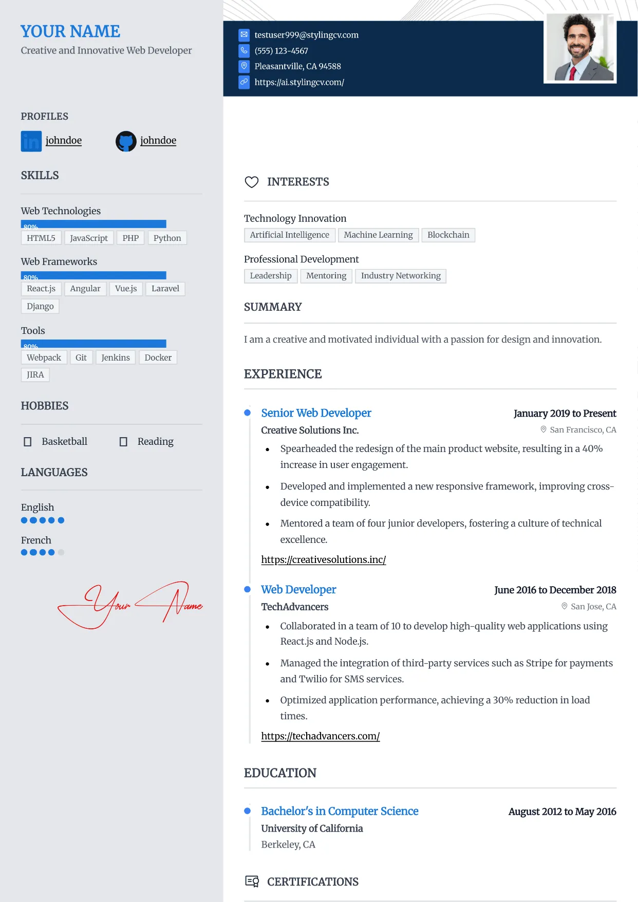 Influx Resume Template