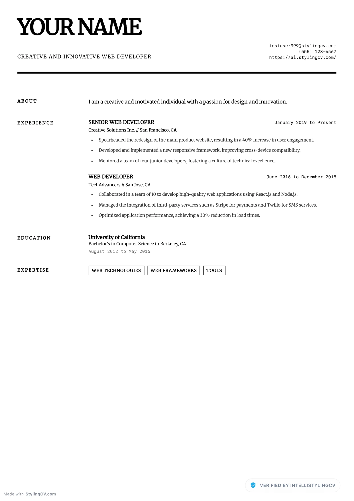 Minimalist Elite Resume Template
