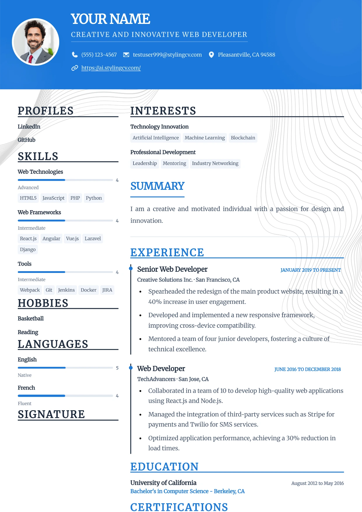 Sidebar Resume Template