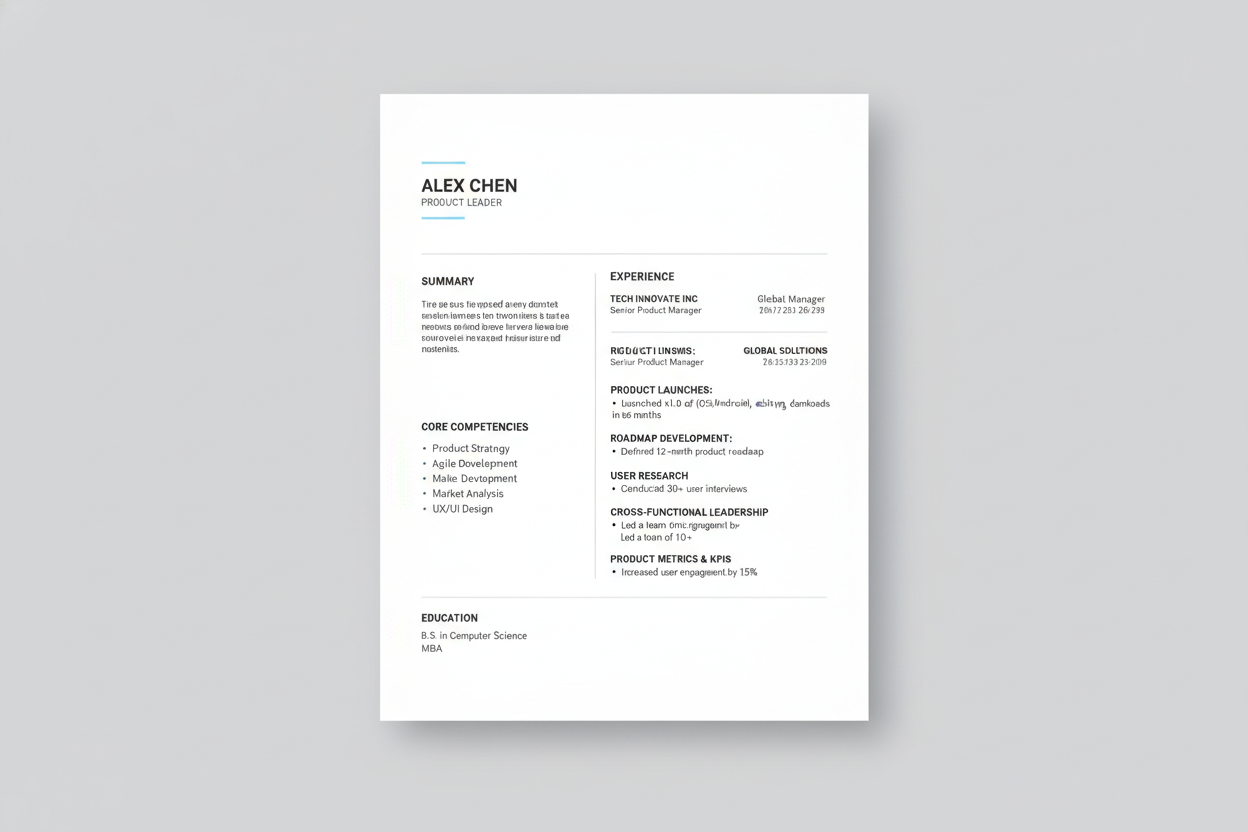 Modern product manager resume template